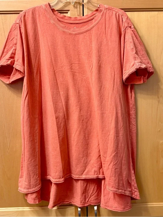 2 FP Movement by Free People Leg Day Raw Edge T-shirts Small Black & Orange - Picture 3 of 12